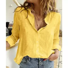 Camisas soltas grandes para mulheres, blusas vintage monocromáticas, tops elegantes para jovens, moda casual feminina, 2023, outono - comprar online