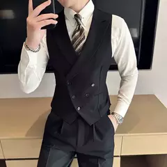 Blazers colete de peito duplo masculino, terno casual slim fit masculino, colete de ajuste de alta qualidade, roupas de marca primavera, 2023 € - loja online