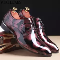 Sapatos masculinos de couro com estampa floral, sapatos formais de escritório, moda de luxo, casamento noivo, vestido Oxford, 37-50 na internet
