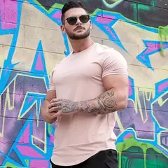 Camiseta masculina de algodão manga curta, musculação, Athleisure, treino, camisa esportiva de ginástica, tops de alta qualidade, verão - comprar online