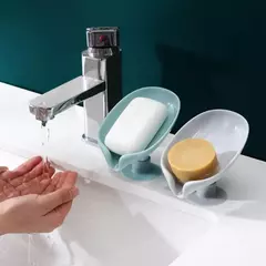 Folha Forma Dreno Sabão Titular Box, Ventosa Bandeja, Secagem Rack, Chuveiro Esponja Container, Cozinha e Banheiro Acessórios, 2PCs - Wolf Magazine