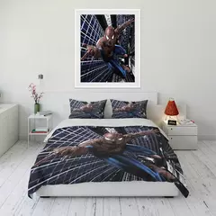 Conjunto de cama impresso Marvel Spider-Man para crianças e adultos, colcha macia, fronha, cama confortável, Twin, cama king, luxo