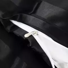 Satin Striped Duvet Cover, sedoso como edredão, conjunto de cama de luxo, completo, rainha, rei, solteiro, duplo tamanho, marfim White Stripe - loja online