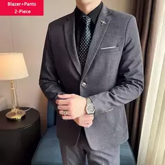 Imagem do Terno xadrez formal masculino, vestido de noiva noivo, blazer de festa, calças, jaqueta, colete, calças, high-end, casual, escritório, marca