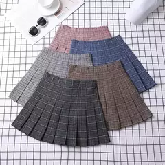 Minissaia plissada xadrez feminina, roupas pré-femininas, estética elegante e chique, linha A, estilo coreano, verão, 2022, feminina - comprar online