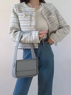 ITOOLIN-Cardigã elegante de Tweed feminino, casaco curto com bolso, jaqueta de peito único, outwear solto, outono, inverno, 2023 - loja online