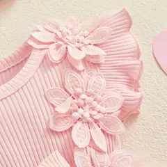 3d flor verão bebê meninas macacão princesa malha roupas recém-nascidos rendas retalhos plissado bodysuit vestido bandana crianças roupas na internet