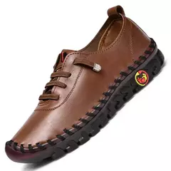 Imagem do Sapatilhas planas de couro com renda para mulheres, sapatos casuais, sapatos confortáveis para mãe, novo, primavera, 2022