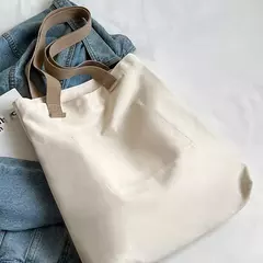Sacola de lona monocromática para mulheres, designer, bolsa casual, bolsa de ombro, grande capacidade, algodão, reutilizável, praia, compras - Wolf Magazine