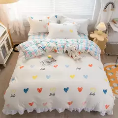 Yanyangtian rendas 4-piece conjunto de cama folha colcha capa fronha linho para a família crianças quarto sala estar conjunto 4 pçs - comprar online