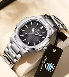 PAAZOMU-Relógio de pulso masculino, impermeável, luminoso, cronógrafo, aço inoxidável, relógios quartzo - loja online