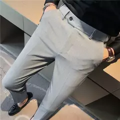 Imagem do Calça justa para homens, terno de negócios masculino, calças de alfaiataria social, roupas de grife pretas, moda verão, 9, 2024