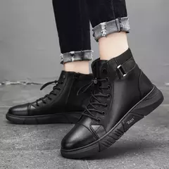 Bota masculina clássica de motocicleta, sapato casual, deslizamento alto, ventilação de escritório, versátil - loja online