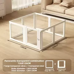 Interior diy pequeno cão de estimação cerca gaiola sistema com porta cerca do cão totalmente transparente acrílico filhote de cachorro casa livremente combinado gatinho quintal na internet