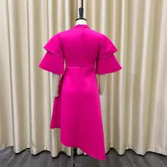 Vestido longo de babados fairyshely sólido para mulheres, manga curta, grande e grande, festa de verão para mulheres, vestido curvilíneo apertado, tamanho grande, 2021 - loja online