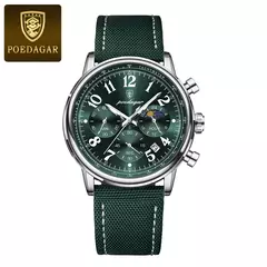 Imagem do POEDAGAR-Relógio desportivo militar de luxo masculino, cronógrafo luminoso impermeável, relógios masculinos, quartzo, nylon, couro, data