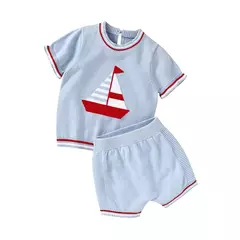 Tops e calças de manga curta para bebê, criança, meninos, roupas de meninas, roupas recém-nascidas, roupas infantis, verão, moda, 2pcs, 0-18m na internet
