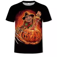 Camiseta de horror estampada em 3D para homens e mulheres Freddy Krueger Jason, camisa de manga curta, pulôver esportivo, camiseta de verão, blusa infantil, novo - loja online