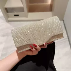 Bolsa de embreagem prata glitter para mulheres, bolsa de noite envelope, bolsa longa elegante, bolsa de ombro corrente, bolsa de casamento, moda - comprar online