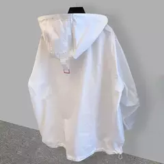 Imagem do Pulôver casual com capuz masculino, bolsos sólidos, carga, esportes ao ar livre, tops de viagem, quebra-vento preto, meia zip, outono, primavera
