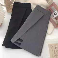 Lucyever-Mini-saia feminina linha A, estilo coreano, cintura alta, dividida, simples, casual, shorts de escritório, saias femininas, preta, cinza - comprar online