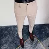 Calça formal de negócios casual masculina, slim fit, cor sólida, terno de festa de casamento, escritório, verão