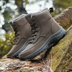Botas de inverno super quente com pele para homens, botas de neve ao ar livre, sapatos impermeáveis, antiderrapante, top alto - loja online