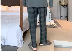 Pijama masculino com gola em o listrado, pijamas de algodão penteado, lounges plus size, outono e inverno, maduro na moda, novo, L a 6XL, 2020 - loja online