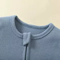 Macacão infantil de zíper de manga comprida, pijama sólido, algodão orgânico, sleepsuits waffle, macacão meninos e meninas, 100% algodão - Wolf Magazine