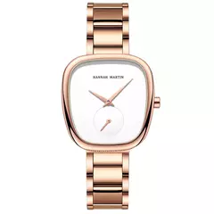 Relógio de pulso de quartzo oval estilo minimalista feminino, barril de vinho, ouro rosa, preto, cronômetro, elegante, 34mm, novo, 2023 - Wolf Magazine