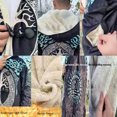 Manto com capuz unisex à prova de vento, casaco casual, símbolo de tatuagem viking, corvo e odin, sobretudo grosso e quente, casaco masculino, símbolo - comprar online