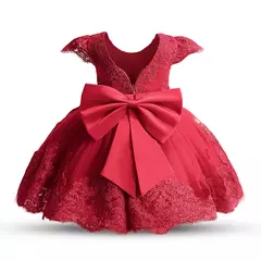 Bordado Elegante Crianças Princesa Vestidos para Meninas Luxo Golden Lace Vintage Crianças Festival Party Gown Bebê Batismo Vestidos - loja online