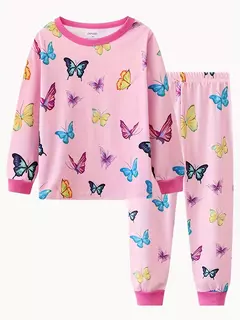 Unicórnio cartoon pijama para meninas, manga longa, duas peças set - comprar online
