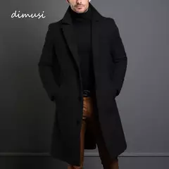 Casaco de lã quente médio-longo masculino, sobretudo confortável para negócios, jaquetas masculinas casuais, roupas de luxo, outono e inverno - comprar online