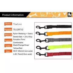 Trela para cães de estimação Truelove, cinto de segurança de nylon com amortecedor elástico extensível, pode ser usado com alça peitoral para todas as variedades de animais de estimação TLL29712