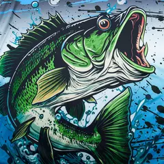 Camisa de pesca masculina manga longa, roupa com protetor solar ao ar livre, camisas casuais estampadas em peixe anti-UV, verão 2024 na internet