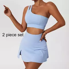 Conjunto de saia de ioga para mulheres, treino de ginástica, sutiã de ombro feminino de cintura alta, sutiã de tênis feminino - loja online