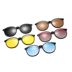 TR90 óculos polarizados para homens e mulheres, pára-sol ímã, clip em óculos de sol, óculos UV400, alta qualidade, anti-reflexo, 5 em 1 conjuntos, novo na internet