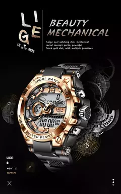 Imagem do LIGE-Relógio Militar Impermeável Masculino, Digital 50m, Relógio de Pulso, LED, Quartzo, Relógio, Esporte, Masculino, Relógios Grandes
