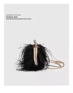 Ostrich Feather Clutch Bag para senhoras, Faux Fur Wallet, anéis de diamante Knuckle, jantar, bolsa de casamento, chique de luxo, moda - Wolf Magazine