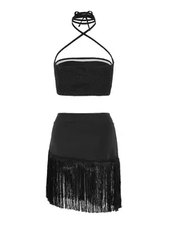 Conjunto sexy de biquíni feminino, sutiã de renda, mini saia, férias de praia, fato de banho feminino casual, 2 peças, verão na internet