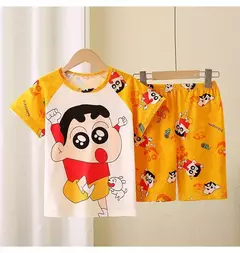 Novo verão crianças pijamas conjunto de 2 peças roupas de ar condicionado para meninos meninas bebê manga curta roupas para casa na moda - comprar online
