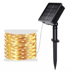 Impermeável cobre fio LED String Lights, Solar Power Lamp, jardim ao ar livre, casamento, festa de Natal, guirlanda, fada, 100