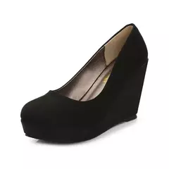 LIHUAMAO-Bombas de couro para mulheres, saltos rosa, sapatos de plataforma, cunhas, salto alto, senhora do escritório, sapatos de trabalho, festa, casamento - comprar online