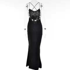 Vestido feminino slim fit, slim fit, split, vestido comprido, monocromático, moda verão, novo, sexy, 2024