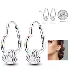 Imagem do Brincos de argola de prata 925 para mulheres pendientes zircão formato de coração estrela brinco original joias da moda