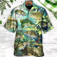 Camisa dos homens do vintage 3D Havaiano Casual Wear Férias de praia Soltas montagem Masculina Top 2023 Dos Desenhos Animados Padrão Manga Curta Ao Ar Livre - comprar online