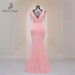 Imagem do Vestido sexy de fenda lateral para mulheres, Vestido longo de baile, Ombro macio de cetim, Vestidos de noite, Vestido Maxi