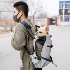 Imagem do Mochila para cachorro de viagem ao ar livre, mochila média para cães pequenos, respirável, caminhada, buldogue francês, acessórios, suprimentos para animais de estimação