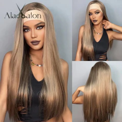 Alan eaton perucas sintéticas laranja com franja ombre cabelo ondulado para mulheres peruca de comprimento médio festa cosplay fibra de alta temperatura